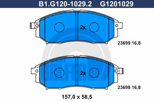 Set placute frana,frana disc NISSAN NAVARA platou / sasiu (D40) (2008 - 2016) GALFER B1.G120-1029.2 ...