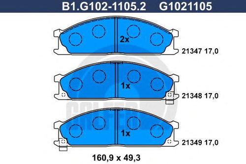 Set placute frana,frana disc NISSAN PICK UP III (D22) (1997 - 2016) GALFER B1.G102-1105.2 piesa NOUA
