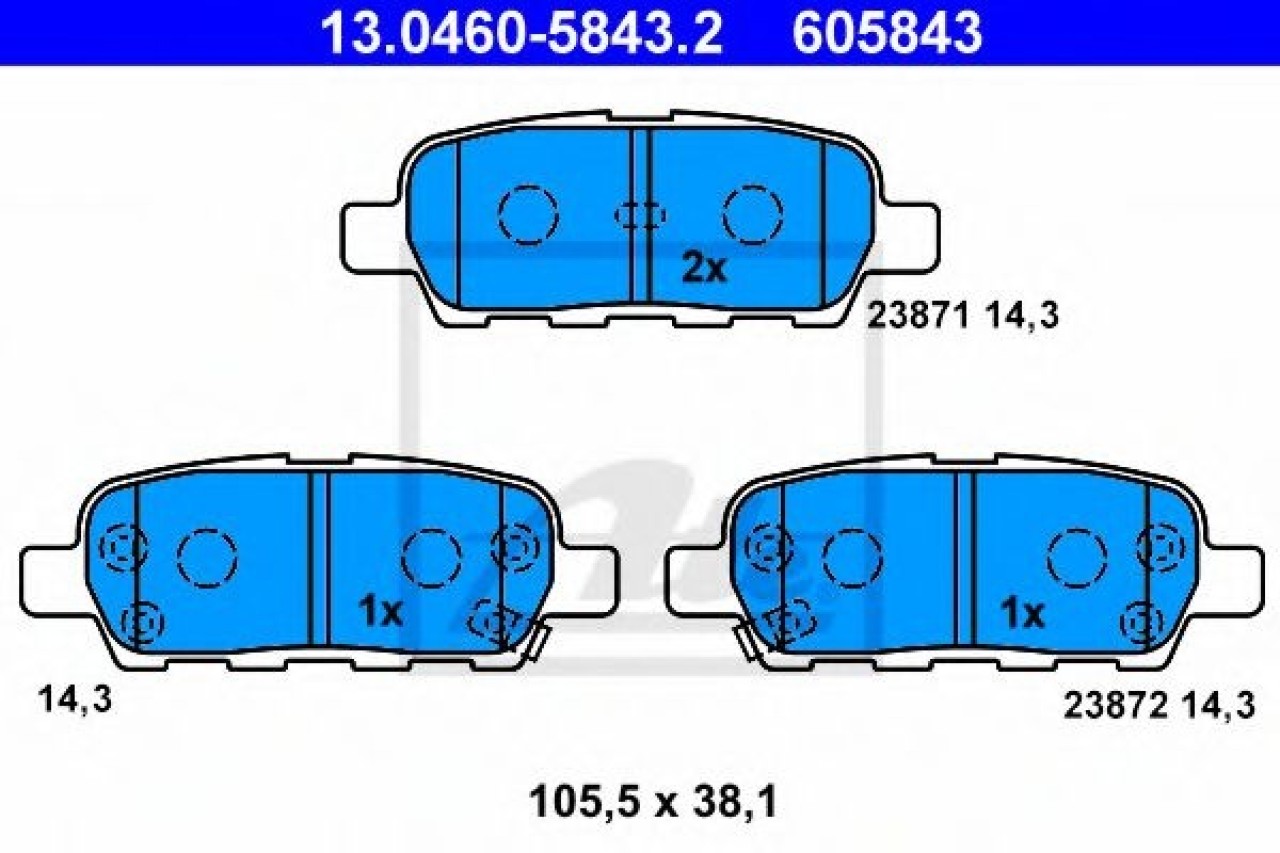 Set placute frana,frana disc NISSAN X-TRAIL (T30) (2001 - 2013) ATE 13.0460-5843.2 piesa NOUA
