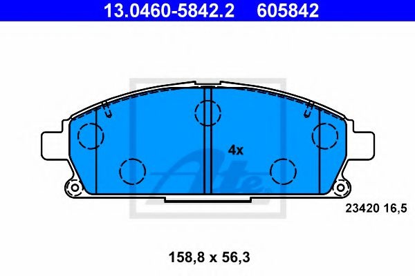 Set placute frana,frana disc NISSAN X-TRAIL (T30) (2001 - 2013) ATE 13.0460-5842.2 piesa NOUA