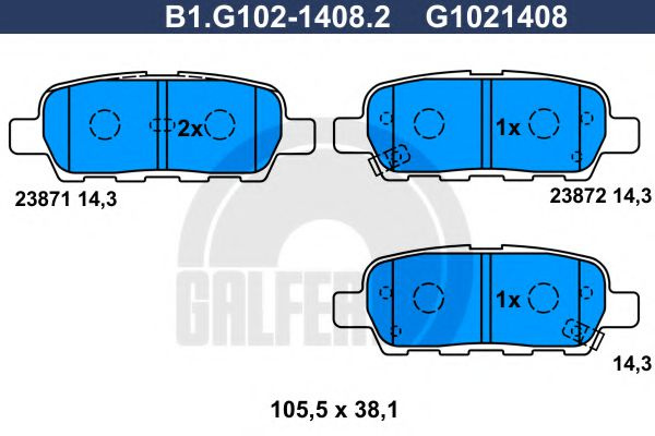 Set placute frana,frana disc NISSAN X-TRAIL (T30) (2001 - 2013) GALFER B1.G102-1408.2 piesa NOUA