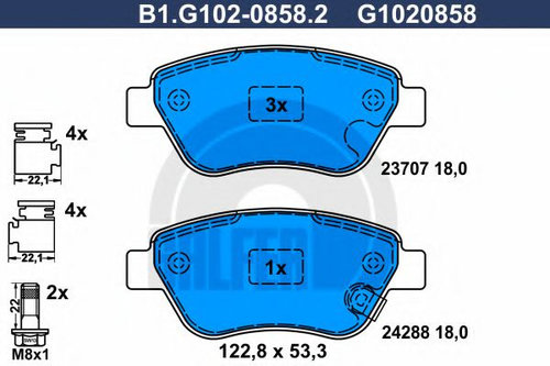 Set placute frana,frana disc OPEL ADAM (2012 - 2016) GALFER B1.G102-0858.2 piesa NOUA