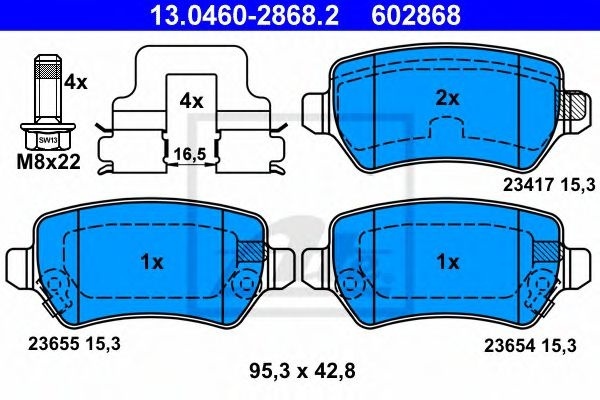 Set placute frana,frana disc OPEL ASTRA G Combi (F35) (1998 - 2009) ATE 13.0460-2868.2 piesa NOUA