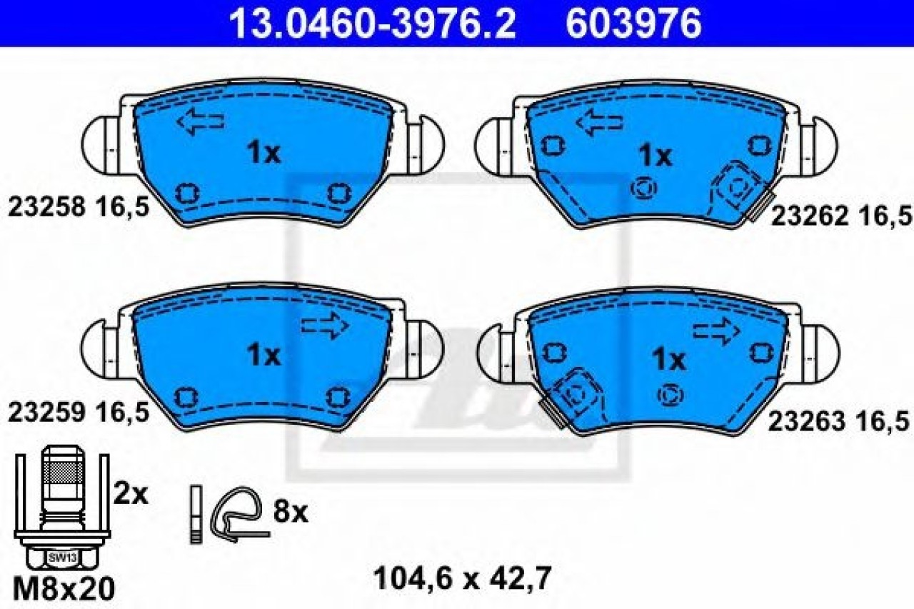 Set placute frana,frana disc OPEL ASTRA G Combi (F35) (1998 - 2009) ATE 13.0460-3976.2 piesa NOUA