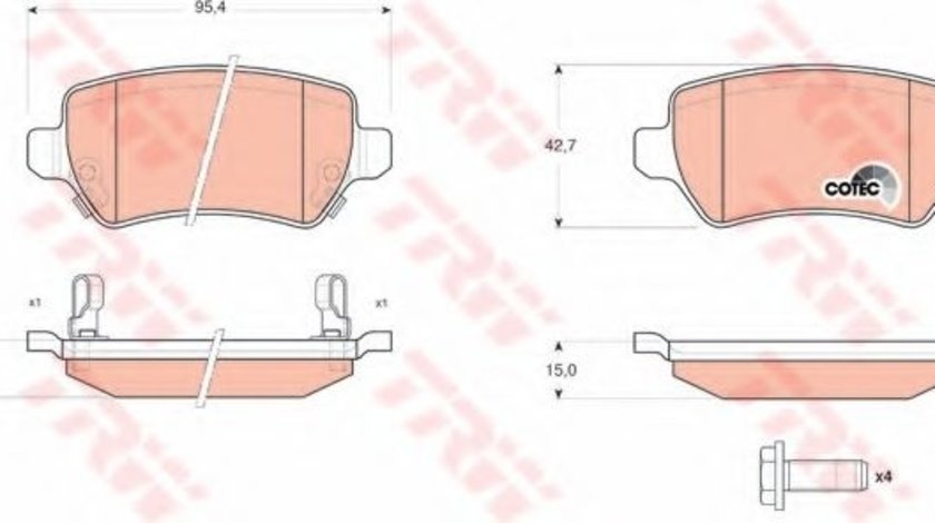 Set placute frana,frana disc OPEL ASTRA H GTC (L08) (2005 - 2016) TRW GDB1515 piesa NOUA