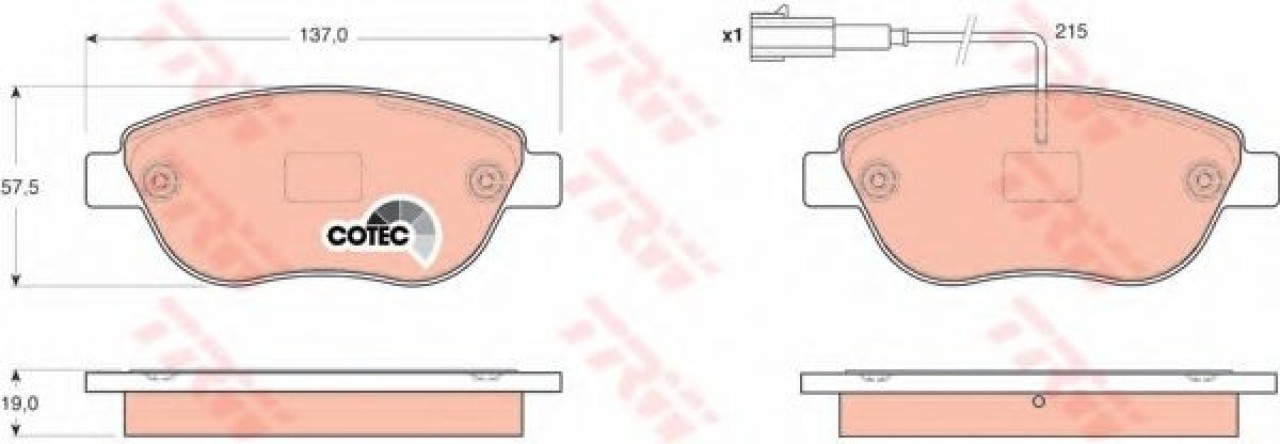 Set placute frana,frana disc OPEL COMBO Combi (X12) (2012 - 2016) TRW GDB1655 piesa NOUA