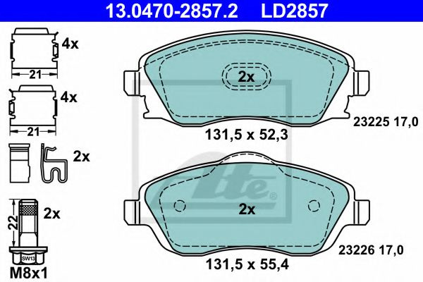 Set placute frana,frana disc OPEL COMBO Combi (2001 - 2016) ATE 13.0470-2857.2 piesa NOUA