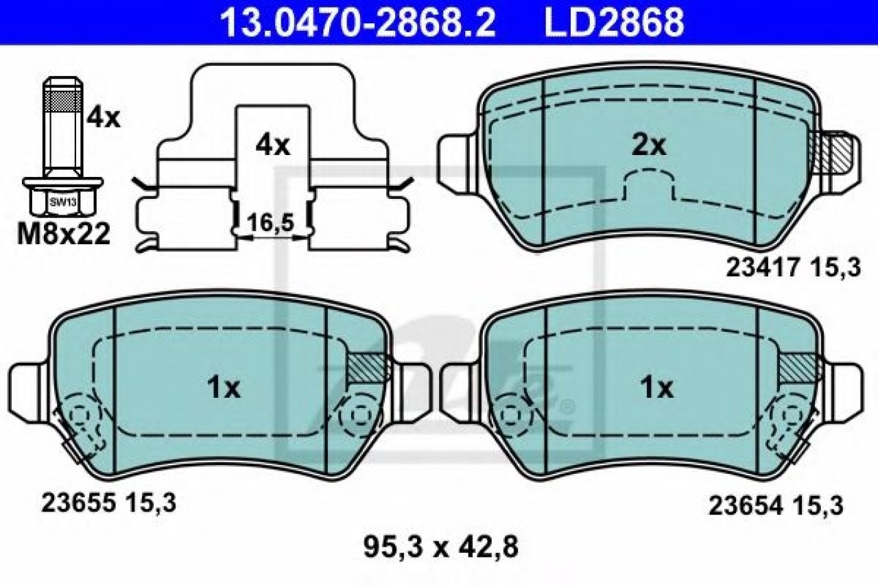 Set placute frana,frana disc OPEL COMBO Combi (2001 - 2016) ATE 13.0470-2868.2 piesa NOUA
