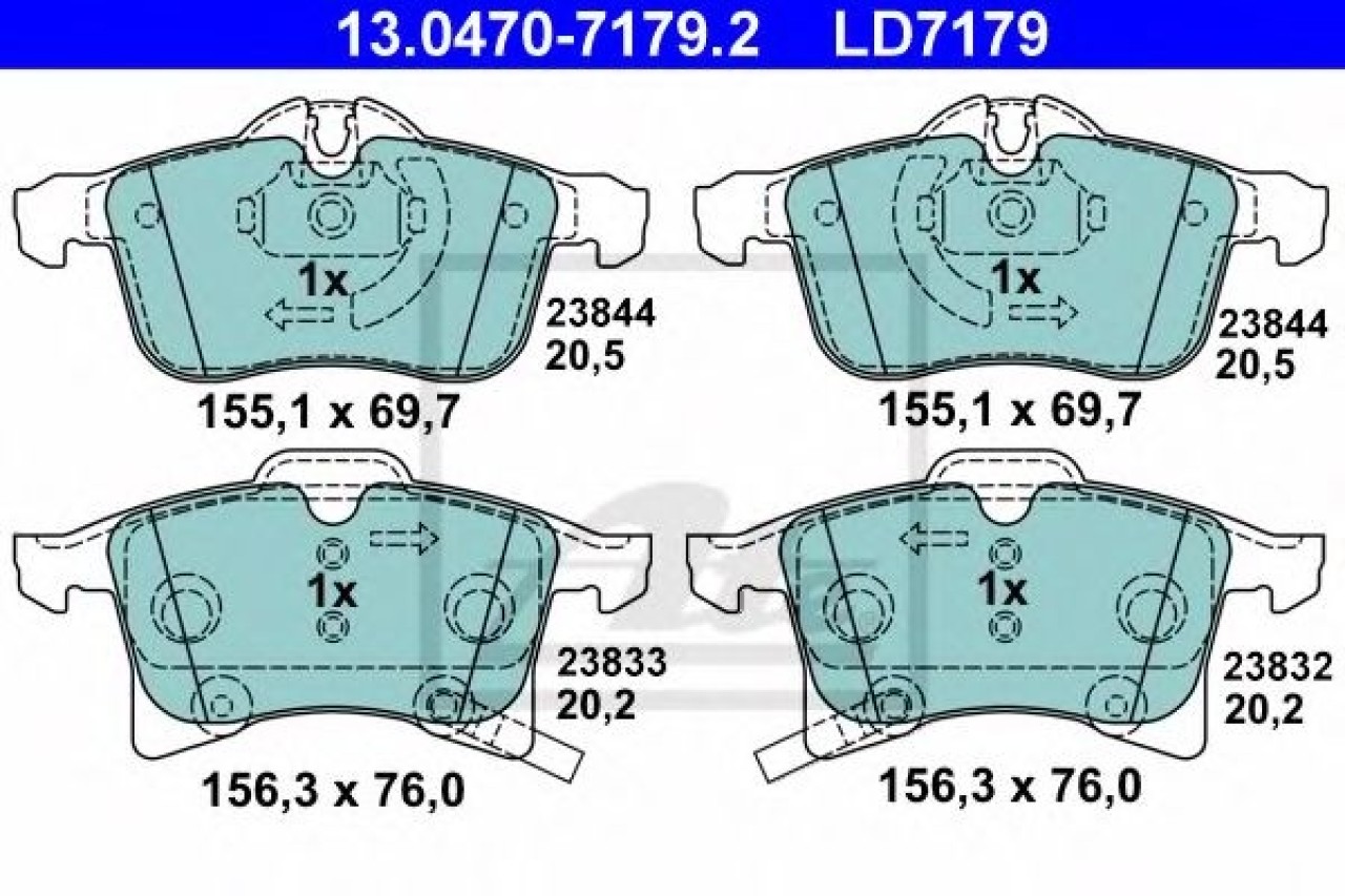 Set placute frana,frana disc OPEL CORSA C (F08, F68) (2000 - 2009) ATE 13.0470-7179.2 piesa NOUA