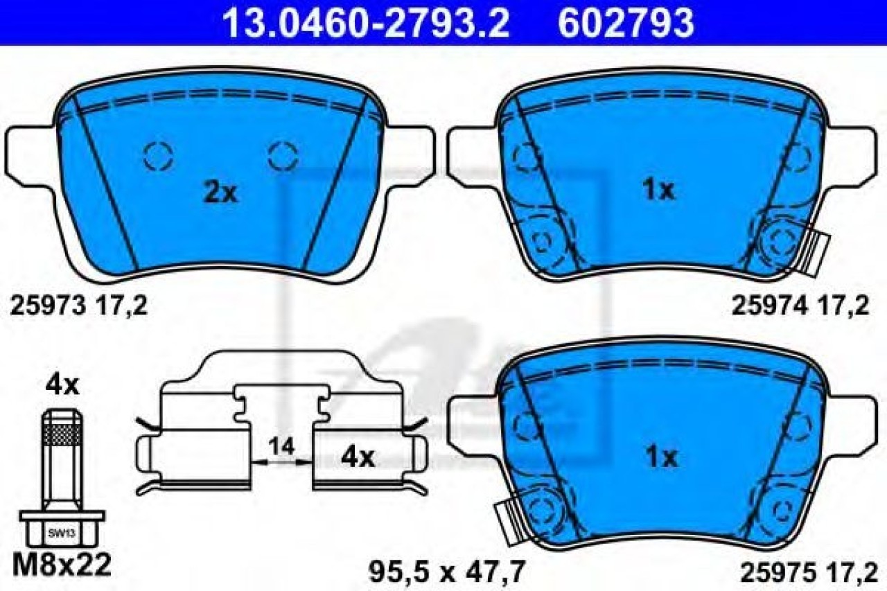 Set placute frana,frana disc OPEL CORSA E (2014 - 2016) ATE 13.0460-2793.2 piesa NOUA