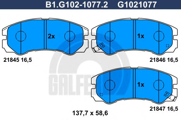Set placute frana,frana disc OPEL FRONTERA B (6B) (1998 - 2016) GALFER B1.G102-1077.2 piesa NOUA