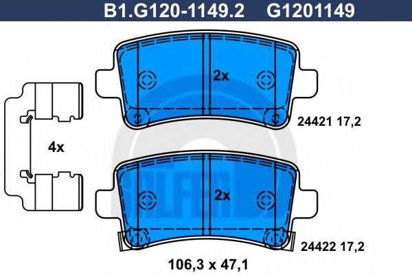 Set placute frana,frana disc OPEL INSIGNIA Combi (2008 - 2016) GALFER B1.G120-1149.2 piesa NOUA