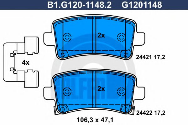 Set placute frana,frana disc OPEL INSIGNIA Limuzina (2008 - 2016) GALFER B1.G120-1148.2 piesa NOUA