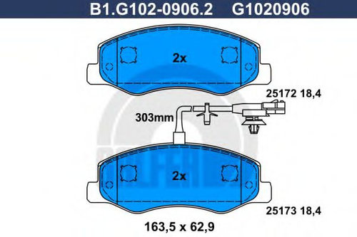 Set placute frana,frana disc OPEL MOVANO B bus (2010 - 2016) GALFER B1.G102-0906.2 piesa NOUA