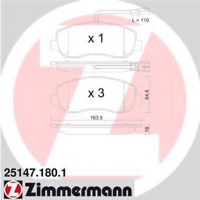 Set placute frana,frana disc OPEL MOVANO B bus (2010 - 2016) ZIMMERMANN 25147.180.1 piesa NOUA
