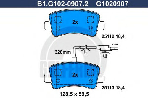 Set placute frana,frana disc OPEL MOVANO B bus (2010 - 2016) GALFER B1.G102-0907.2 piesa NOUA