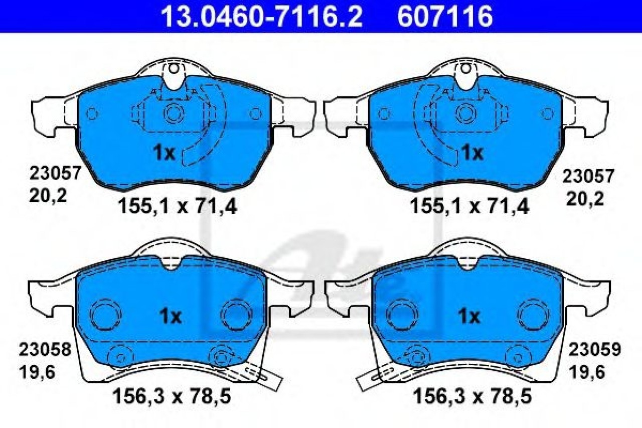 Set placute frana,frana disc OPEL ZAFIRA A (F75) (1999 - 2005) ATE 13.0460-7116.2 piesa NOUA