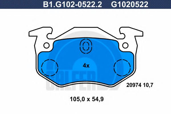 Set placute frana,frana disc PEUGEOT 206 Hatchback (2A/C) (1998 - 2016) GALFER B1.G102-0522.2 piesa NOUA