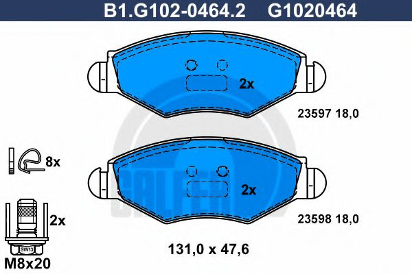 Set placute frana,frana disc PEUGEOT 206 Hatchback (2A/C) (1998 - 2016) GALFER B1.G102-0464.2 piesa NOUA