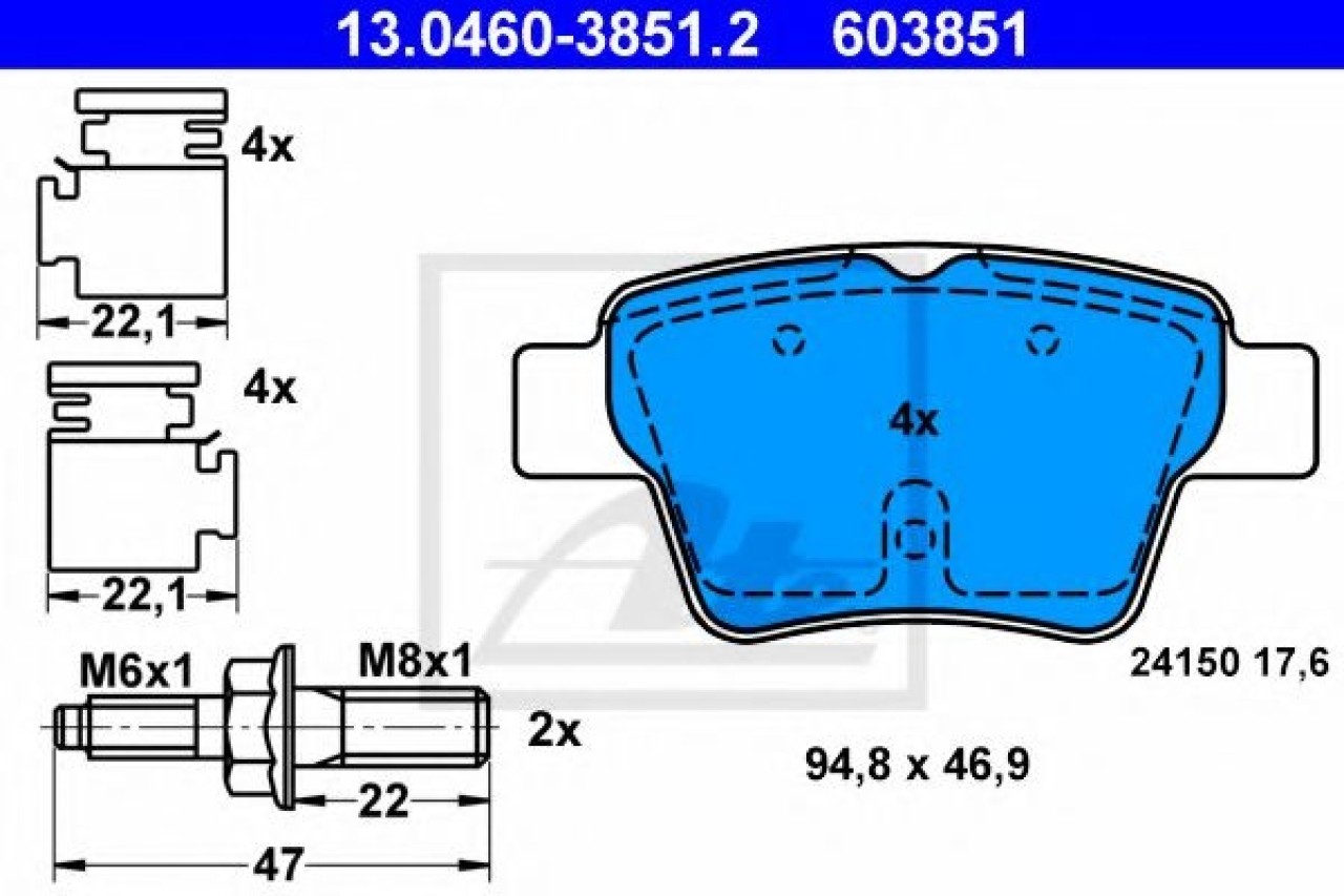 Set placute frana,frana disc PEUGEOT 207 SW (WK) (2007 - 2016) ATE 13.0460-3851.2 piesa NOUA