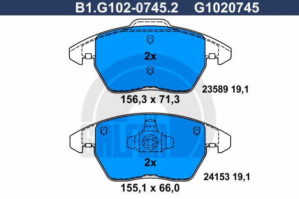 Set placute frana,frana disc PEUGEOT 207 SW (WK) (2007 - 2016) GALFER B1.G102-0745.2 piesa NOUA