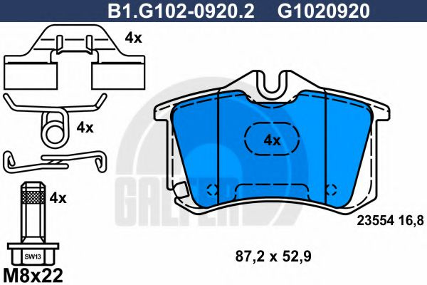 Set placute frana,frana disc PEUGEOT 207 (WA, WC) (2006 - 2016) GALFER B1.G102-0920.2 piesa NOUA