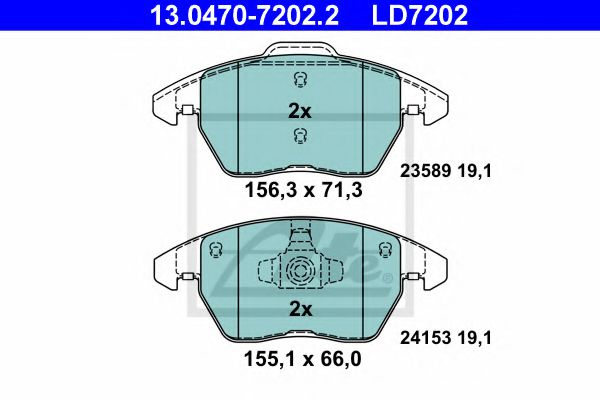 Set placute frana,frana disc PEUGEOT 207 (WA, WC) (2006 - 2016) ATE 13.0470-7202.2 piesa NOUA