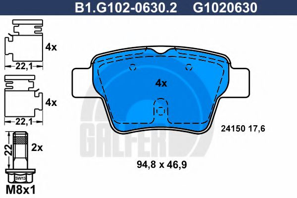 Set placute frana,frana disc PEUGEOT 207 (WA, WC) (2006 - 2016) GALFER B1.G102-0630.2 piesa NOUA