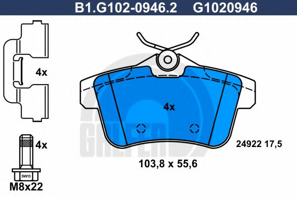 Set placute frana,frana disc PEUGEOT 3008 (2009 - 2016) GALFER B1.G102-0946.2 piesa NOUA
