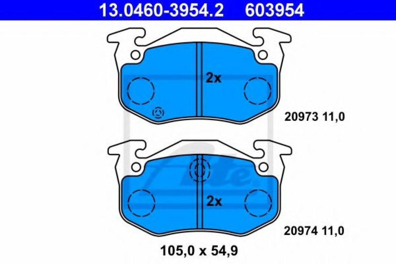 Set placute frana,frana disc PEUGEOT 306 (7B, N3, N5) (1993 - 2003) ATE 13.0460-3954.2 piesa NOUA