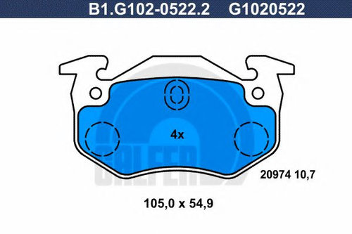 Set placute frana,frana disc PEUGEOT 306 (7B, N3, N5) (1993 - 2003) GALFER B1.G102-0522.2 piesa NOUA