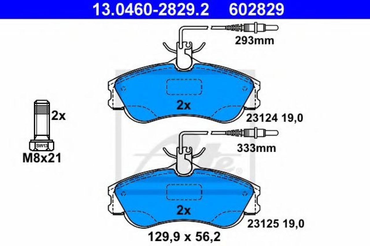 Set placute frana,frana disc PEUGEOT 306 (7B, N3, N5) (1993 - 2003) ATE 13.0460-2829.2 piesa NOUA