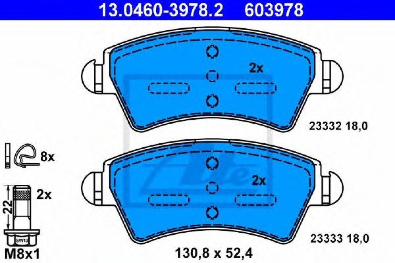 Set placute frana,frana disc PEUGEOT 306 Break (7E, N3, N5) (1994 - 2002) ATE 13.0460-3978.2 piesa NOUA