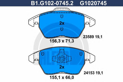 Set placute frana,frana disc PEUGEOT 307 SW (3H) (2002 - 2016) GALFER B1.G102-0745.2 piesa NOUA