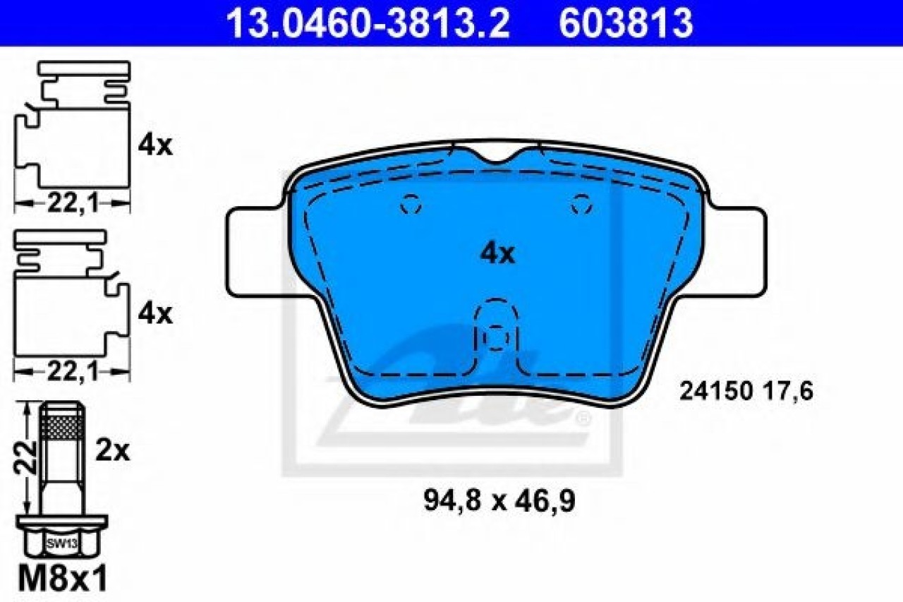 Set placute frana,frana disc PEUGEOT 307 SW (3H) (2002 - 2016) ATE 13.0460-3813.2 piesa NOUA