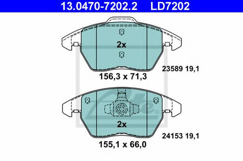 Set placute frana,frana disc PEUGEOT 307 SW (3H) (2002 - 2016) ATE 13.0470-7202.2 piesa NOUA
