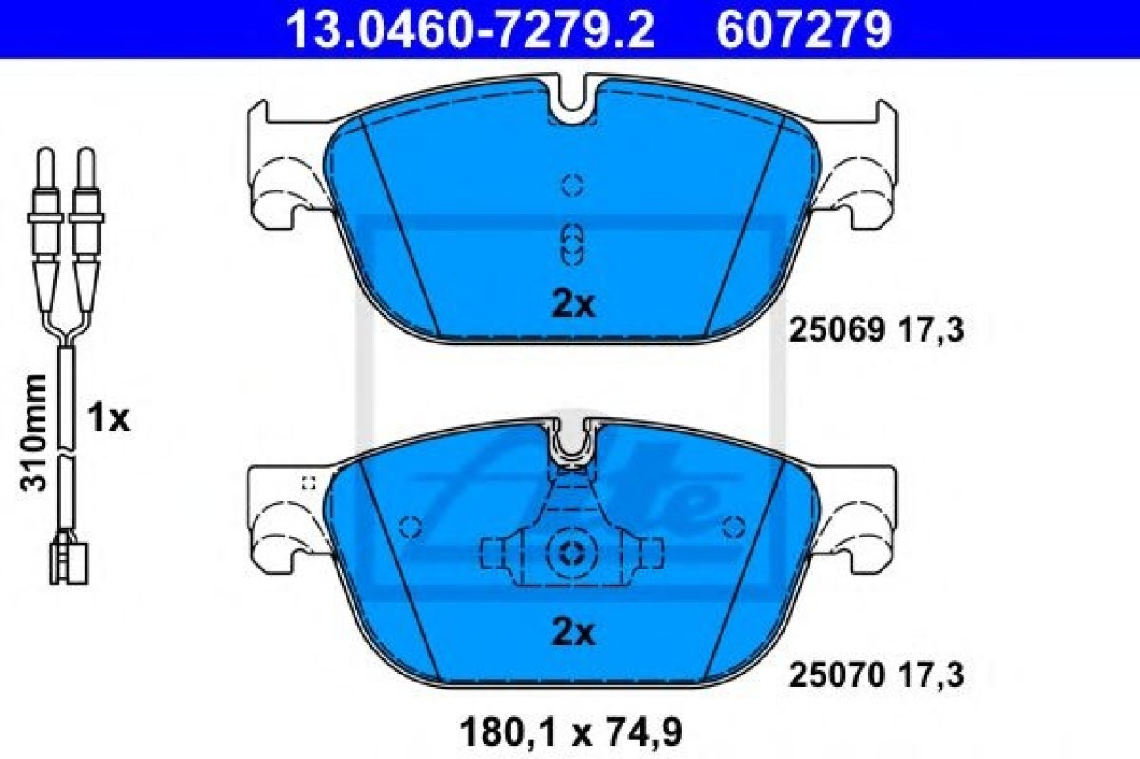 Set placute frana,frana disc PEUGEOT 308 (4A, 4C) (2007 - 2016) ATE 13.0460-7279.2 piesa NOUA