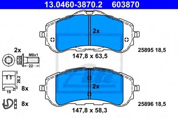 Set placute frana,frana disc PEUGEOT 308 II (2013 - 2016) ATE 13.0460-3870.2 piesa NOUA