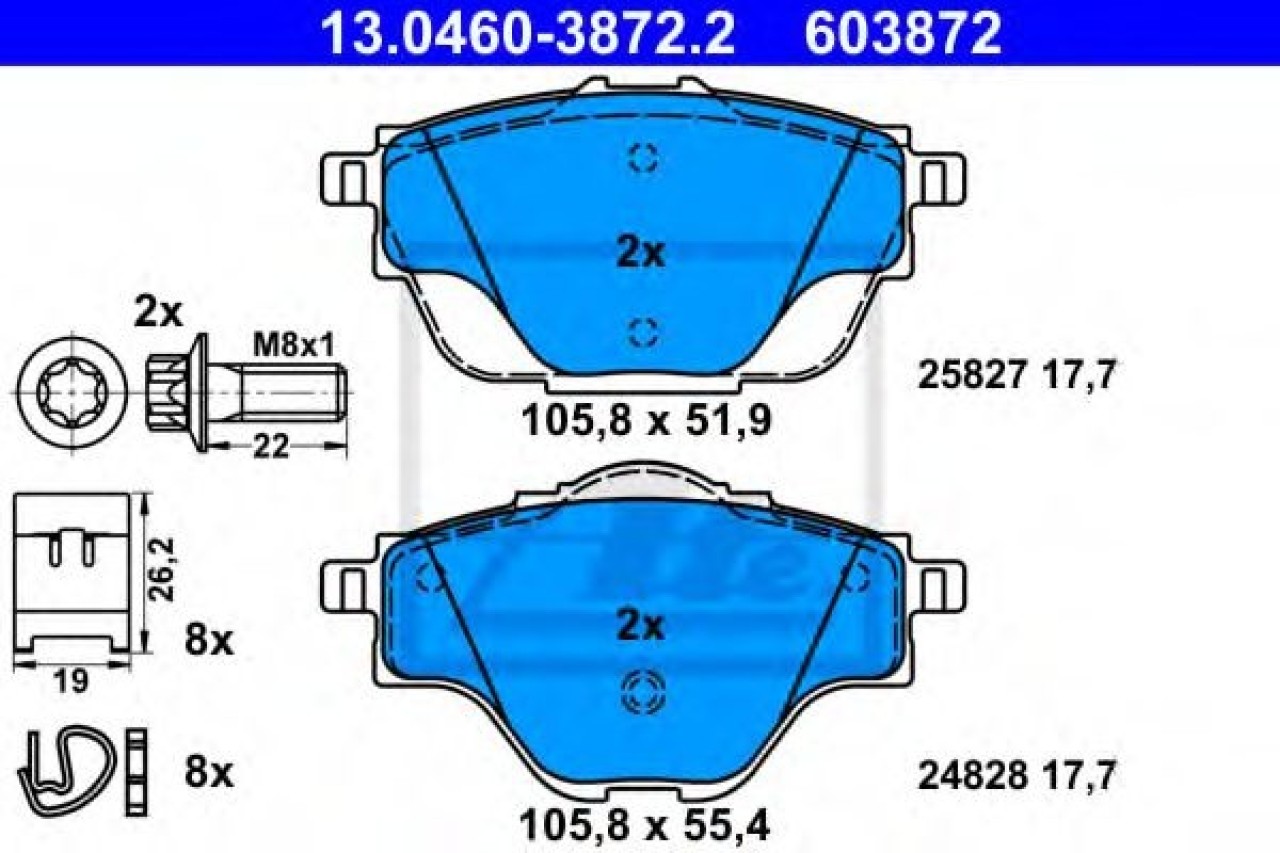 Set placute frana,frana disc PEUGEOT 308 II SW (2014 - 2016) ATE 13.0460-3872.2 piesa NOUA