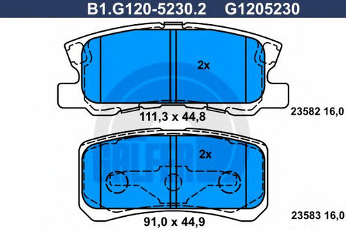 Set placute frana,frana disc PEUGEOT 4007 (GP) (2007 - 2016) GALFER B1.G120-5230.2 piesa NOUA