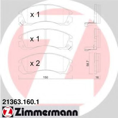 Set placute frana,frana disc PEUGEOT 4007 (GP) (2007 - 2016) ZIMMERMANN 21363.160.1 piesa NOUA
