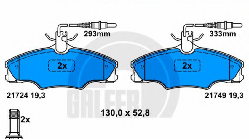 Set placute frana,frana disc PEUGEOT 406 (8B) (1995 - 2005) GALFER B1.G102-0362.2 piesa NOUA