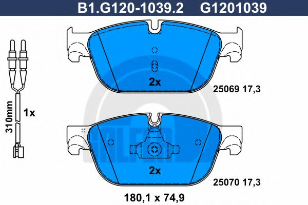 Set placute frana,frana disc PEUGEOT 407 SW (6E) (2004 - 2016) GALFER B1.G120-1039.2 piesa NOUA