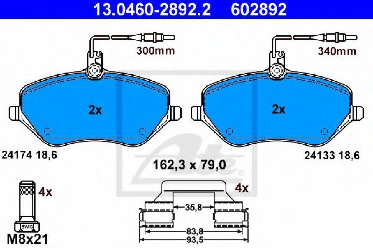 Set placute frana,frana disc PEUGEOT 407 SW (6E) (2004 - 2016) ATE 13.0460-2892.2 piesa NOUA