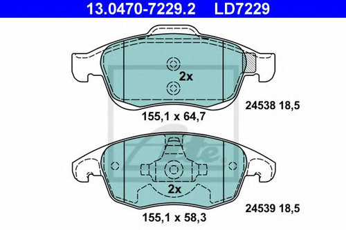 Set placute frana,frana disc PEUGEOT 5008 (2009 - 2016) ATE 13.0470-7229.2 piesa NOUA
