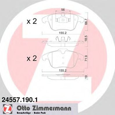 Set placute frana,frana disc PEUGEOT 5008 (2009 - 2016) ZIMMERMANN 24557.190.1 piesa NOUA