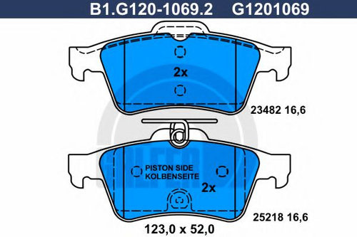 Set placute frana,frana disc PEUGEOT 508 SW (2010 - 2016) GALFER B1.G120-1069.2 piesa NOUA