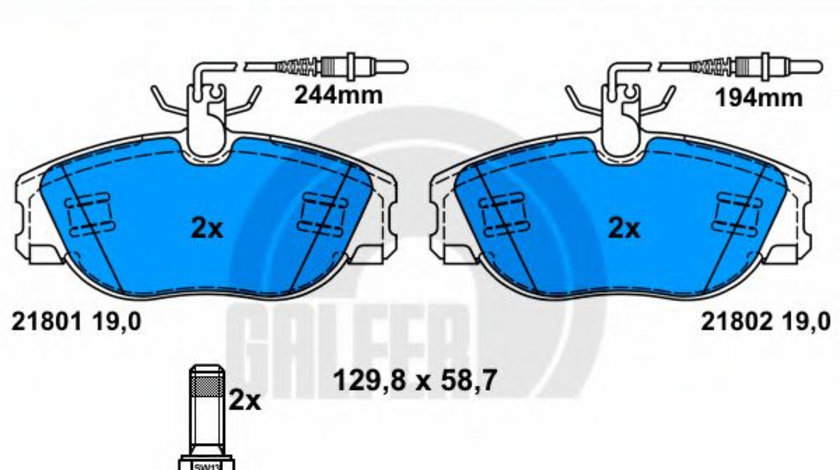 Set placute frana,frana disc PEUGEOT 806 (221) (1994 - 2002) GALFER B1.G102-0310.2 piesa NOUA