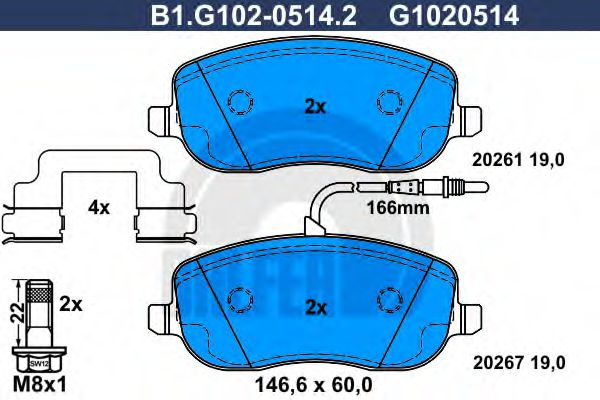 Set placute frana,frana disc PEUGEOT 807 (E) (2002 - 2016) GALFER B1.G102-0514.2 piesa NOUA