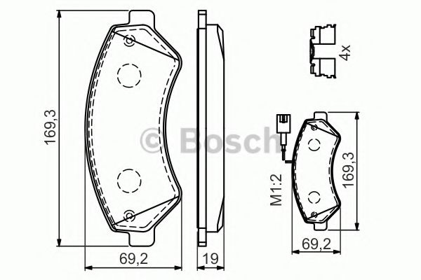 Set placute frana,frana disc PEUGEOT BOXER platou / sasiu (2006 - 2016) BOSCH 0 986 494 589 piesa NOUA